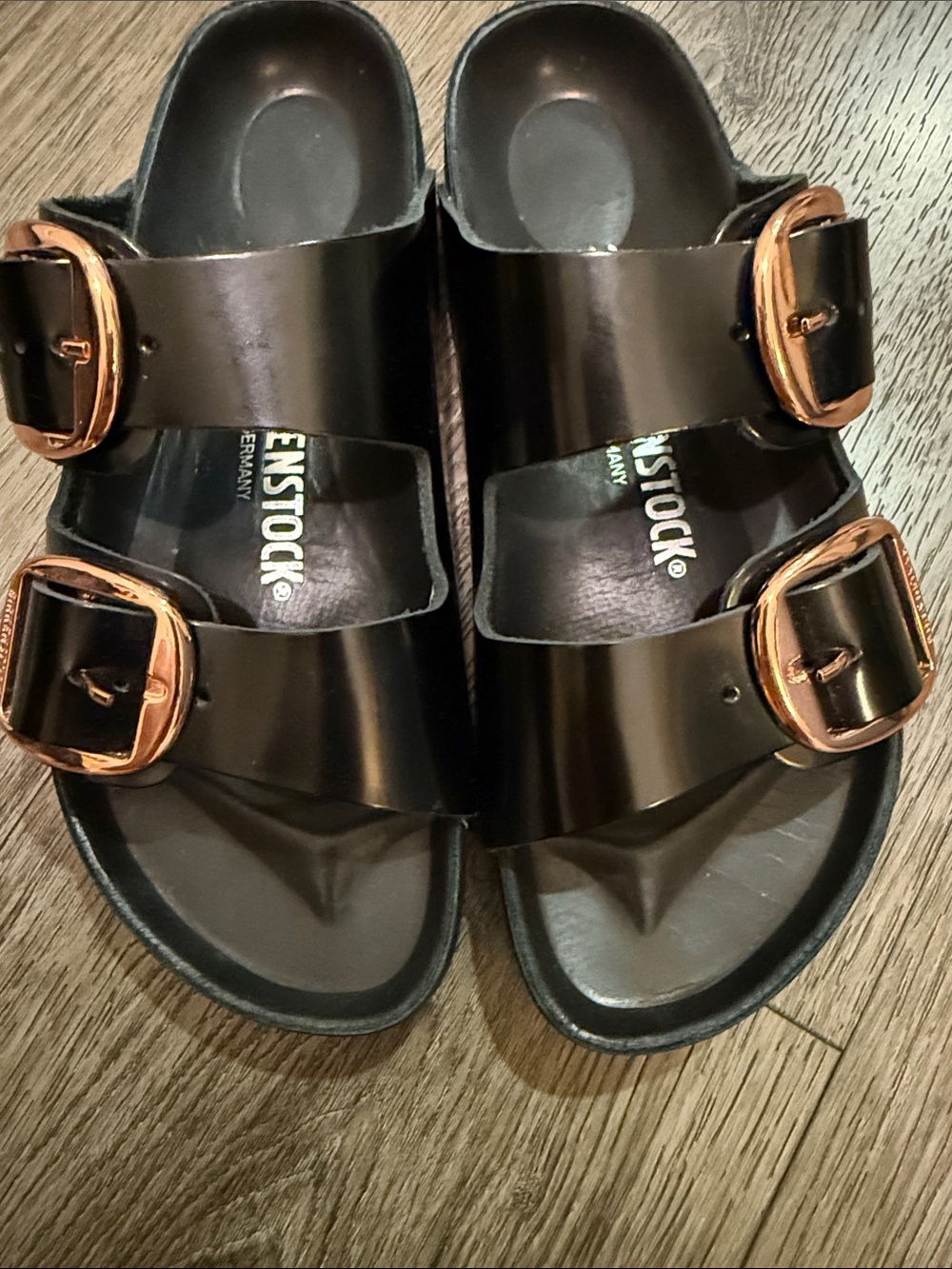 Birkenstock Arizona Big Buckle High Shine Exquisite Black Rose Gold 38 - Picture 4 of 5